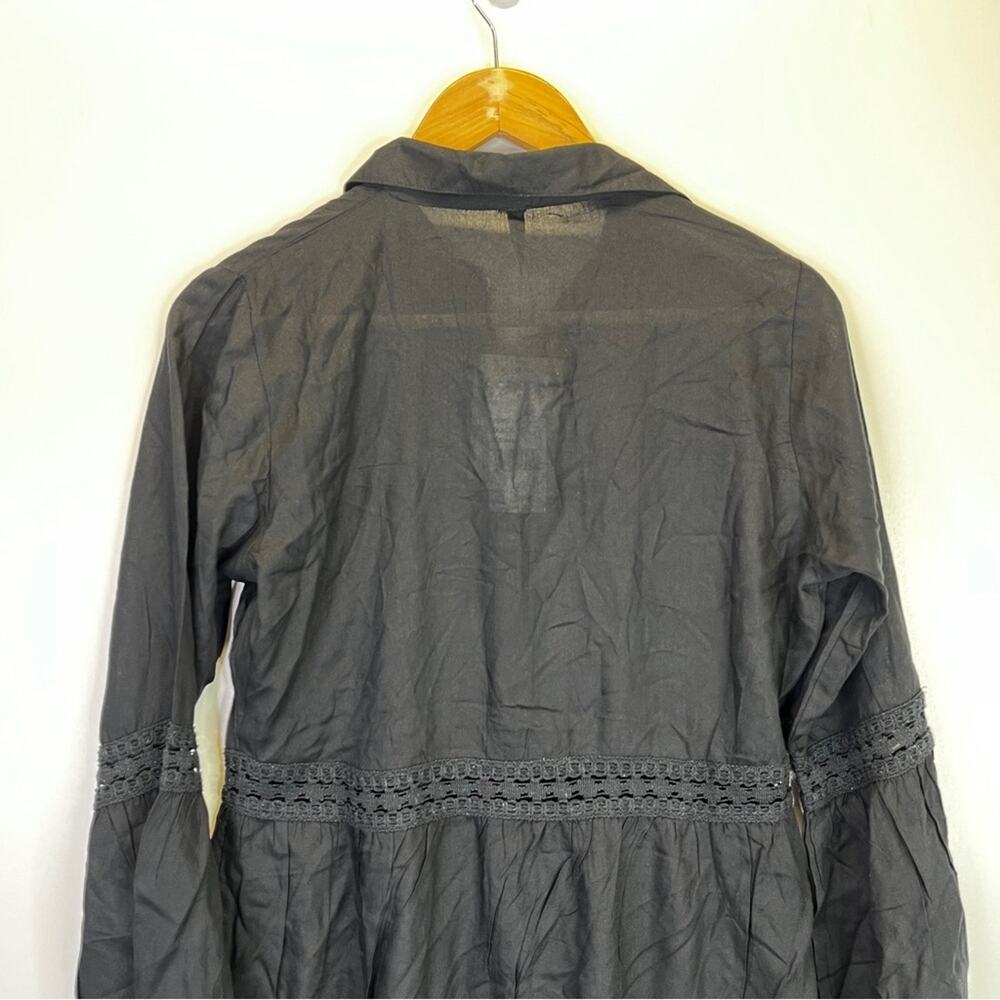 Raviya Lace Inset Button Front Black Cover Up dress black - XS - Picture 8 of 12
